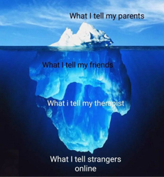 Size: 1170x1267 | Tagged: safe, iceberg, relatable, text, what i tell my parents, what i tell others